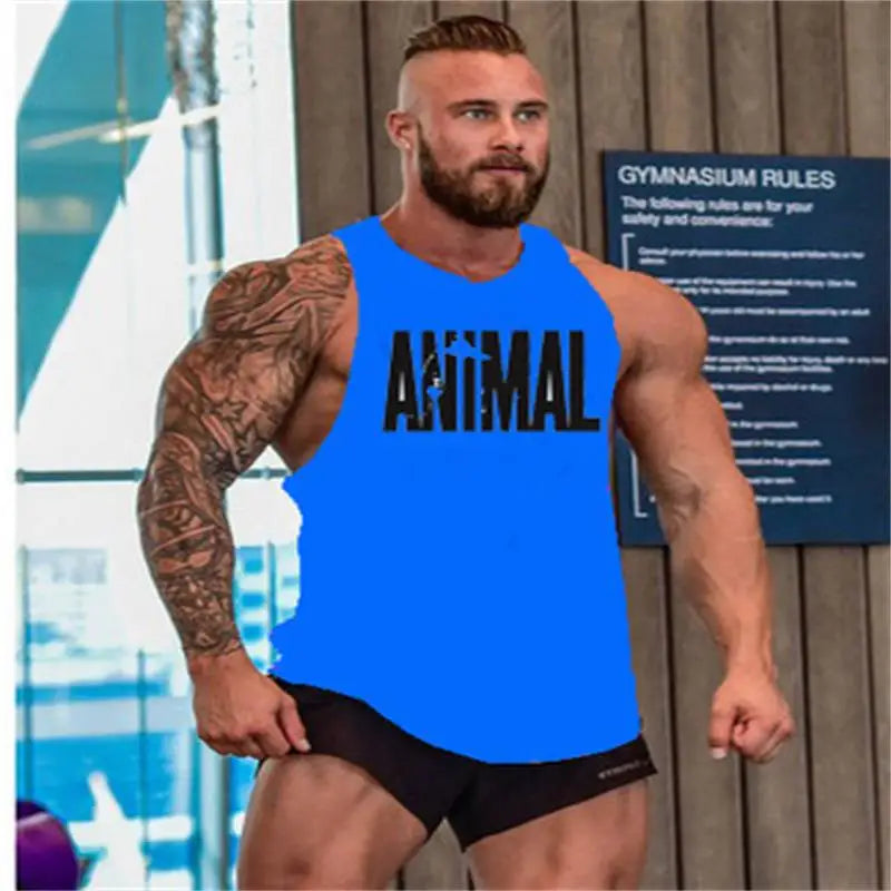 Brand Gym Mens Back Tank Top Vest Muscle Fashion Sleeveless Stringer Clothing Bodybuilding Singlets Fitness Workout Sports Shirt