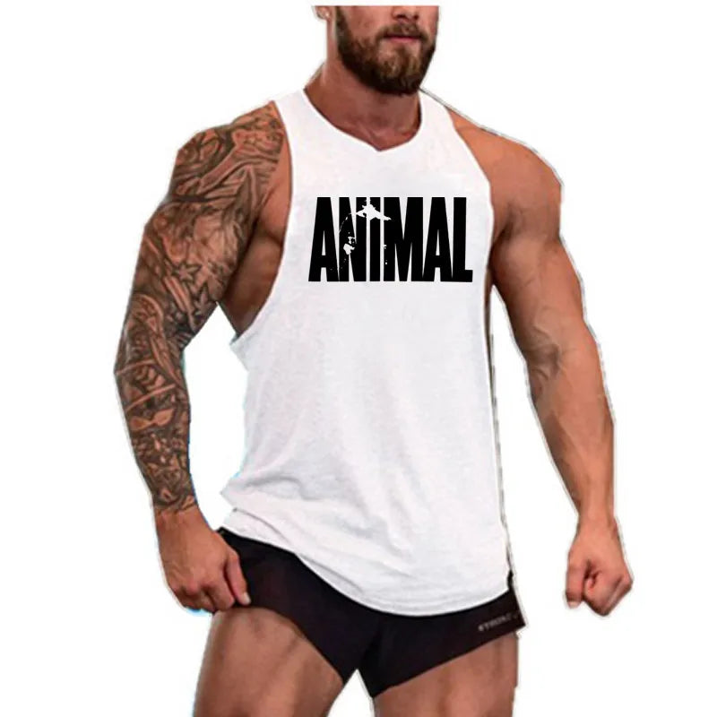 Brand Gym Mens Back Tank Top Vest Muscle Fashion Sleeveless Stringer Clothing Bodybuilding Singlets Fitness Workout Sports Shirt