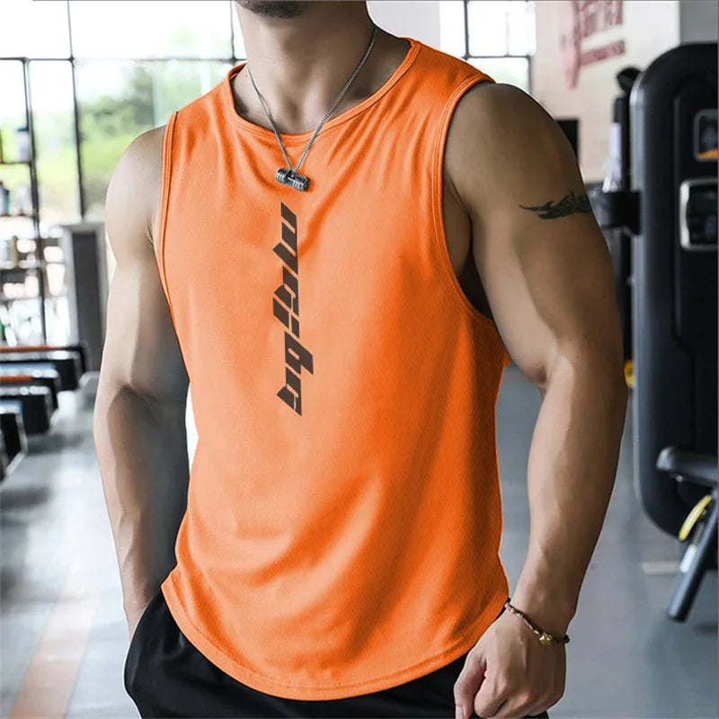 2025 New Fitness Sports Vest 3D Printed Men's Gym Exercise Sleeve Shirt Men's Summer Undershirt Basketball Running Men