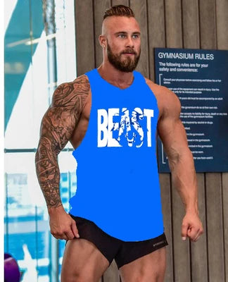 Brand Gym Mens Back Tank Top Vest Muscle Fashion Sleeveless Stringer Clothing Bodybuilding Singlets Fitness Workout Sports Shirt
