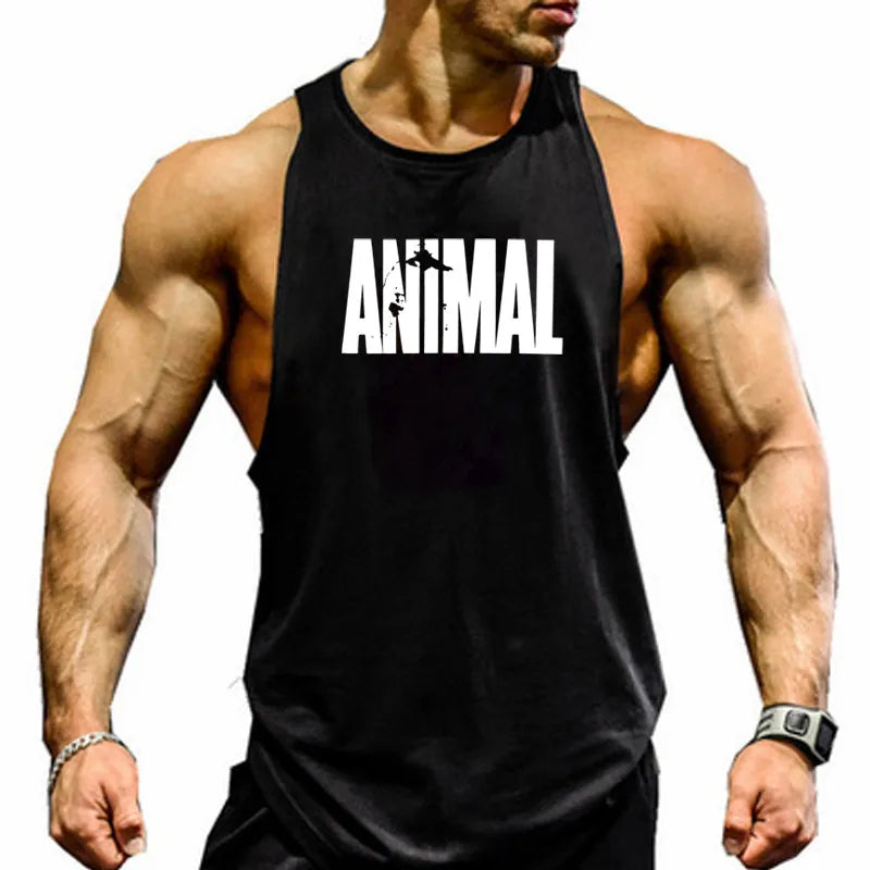 Brand Gym Mens Back Tank Top Vest Muscle Fashion Sleeveless Stringer Clothing Bodybuilding Singlets Fitness Workout Sports Shirt