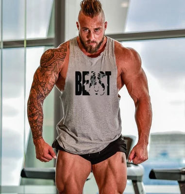 Brand Gym Mens Back Tank Top Vest Muscle Fashion Sleeveless Stringer Clothing Bodybuilding Singlets Fitness Workout Sports Shirt