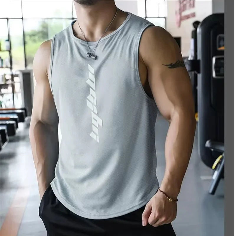 2025 New Fitness Sports Vest 3D Printed Men's Gym Exercise Sleeve Shirt Men's Summer Undershirt Basketball Running Men