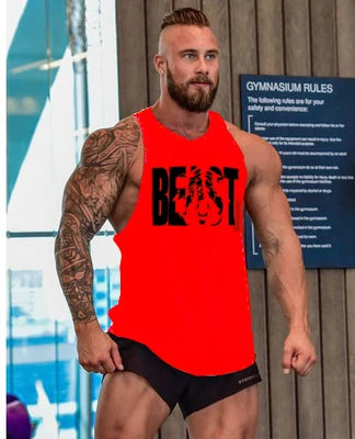 Brand Gym Mens Back Tank Top Vest Muscle Fashion Sleeveless Stringer Clothing Bodybuilding Singlets Fitness Workout Sports Shirt