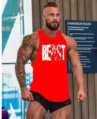 Brand Gym Mens Back Tank Top Vest Muscle Fashion Sleeveless Stringer Clothing Bodybuilding Singlets Fitness Workout Sports Shirt