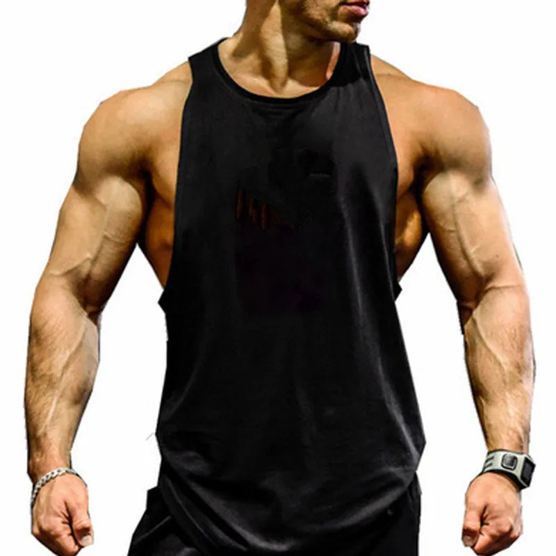 Brand Gym Mens Back Tank Top Vest Muscle Fashion Sleeveless Stringer Clothing Bodybuilding Singlets Fitness Workout Sports Shirt