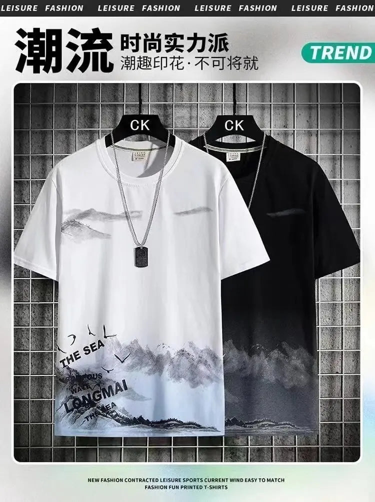 Trendy Suits for men Men's Summer Shorts Set Gym Outfit Student Short Sleeve Tee 2 Piece Set Tracksuits Men Casual Men Clothing