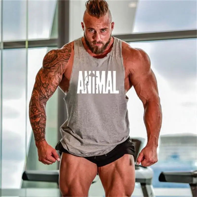 Brand Gym Mens Back Tank Top Vest Muscle Fashion Sleeveless Stringer Clothing Bodybuilding Singlets Fitness Workout Sports Shirt