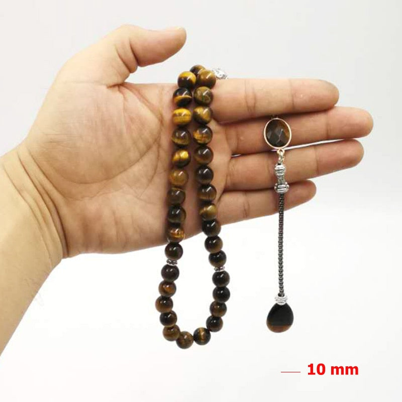 Man Tasbih Natural Tiger eye stone Muslim prayer beads islamic Eid Ramadan Guality Gifts rosary 33 66 99 beads