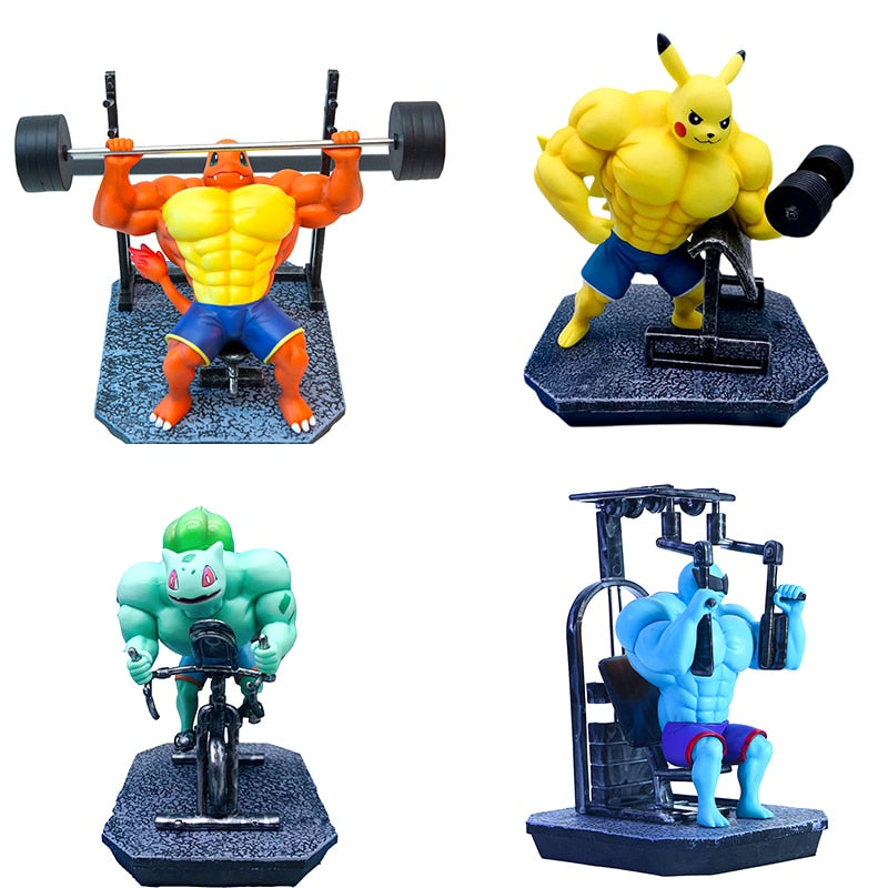 15-17cm Pokemon Muscle Pikachu Gengar weightlifting Charmander Action Figure Creative Garage Kit Model Toys Gifts for Children - MJP CUP