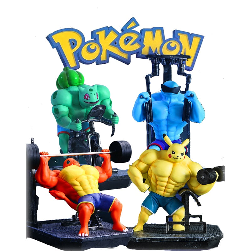 15-17cm Pokemon Muscle Pikachu Gengar weightlifting Charmander Action Figure Creative Garage Kit Model Toys Gifts for Children - MJP CUP