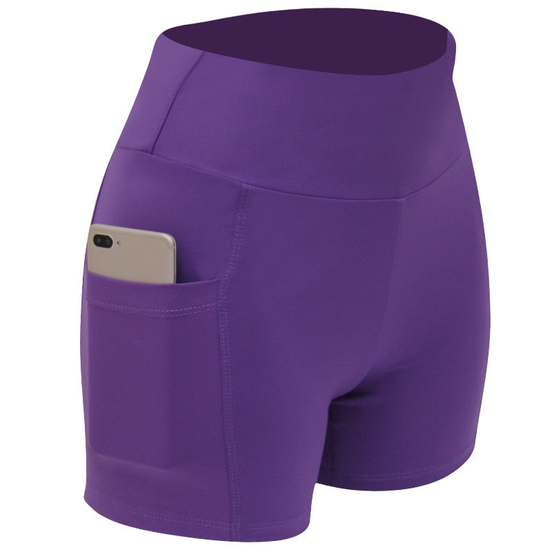 2022 Women's Yoga Pants Gym Pants Sports Running Shorts Quick Dry Leggings Cycling Push-Ups Safety Panties with Side Pockets - MJP CUP