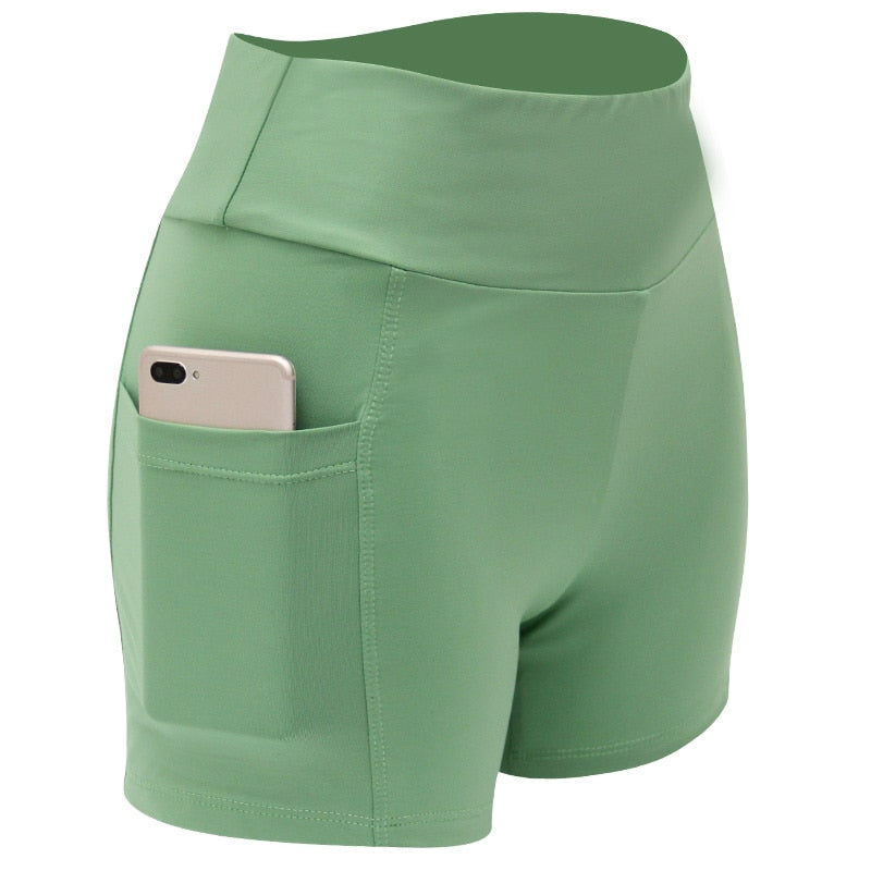 2022 Women's Yoga Pants Gym Pants Sports Running Shorts Quick Dry Leggings Cycling Push-Ups Safety Panties with Side Pockets - MJP CUP