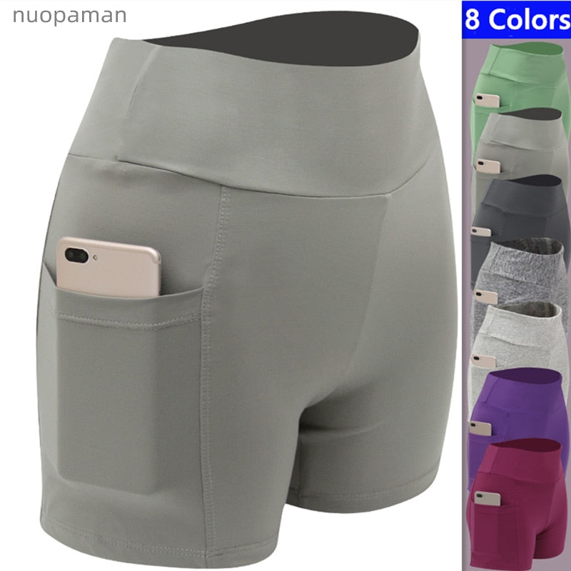 2022 Women's Yoga Pants Gym Pants Sports Running Shorts Quick Dry Leggings Cycling Push-Ups Safety Panties with Side Pockets - MJP CUP
