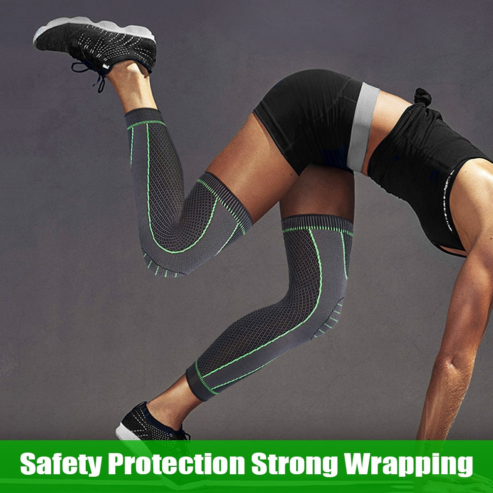 1Pair Sport Full Leg Compression Sleeves Knee Braces Support Protector for Weightlifting Arthritis Joint Pain Relief Muscle Tear - MJP CUP