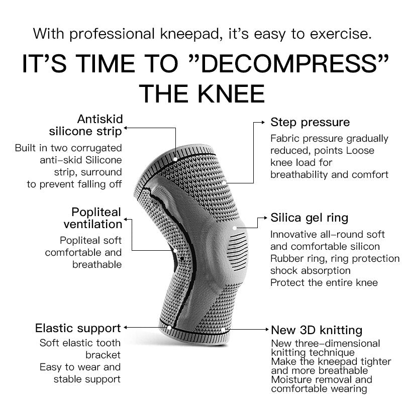 1 Piece Knee Support Compression Sleeves Joint Pain Arthritis Relief Knee Brace Running Fitness Elastic Wrap Brace Knee Pads