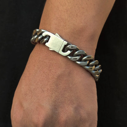 INS Cuban Men's Titanium Steel 3D Cut Bracelet