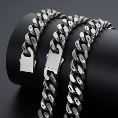 INS Cuban Men's Titanium Steel 3D Cut Bracelet