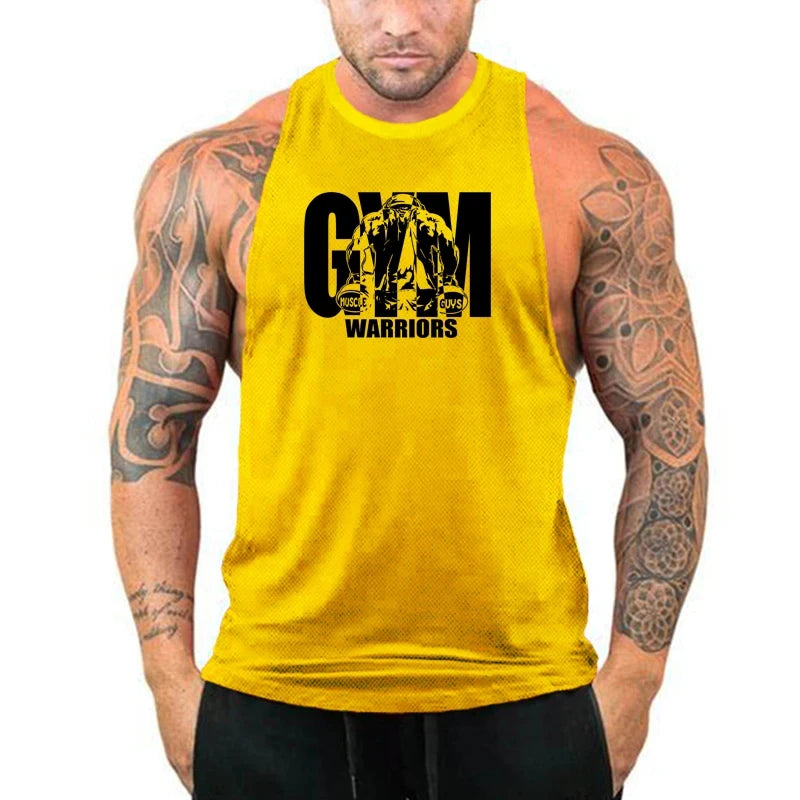 Summer Fitness Tank Tops Mens Bodybuilding Stringer Mesh Quick Dry T-shirts Gym Sport Sleeveless Clothing Workout Muscle Vests