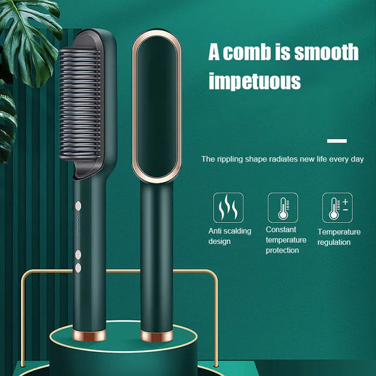 New Hair Straightener Hot Comb Anti-scalding Ceramic Hair Curler Multi-speed Electric Straightening Comb Curling Iron Hairbrush