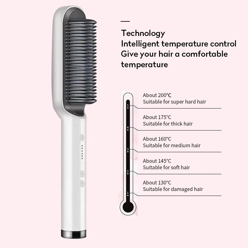 New Hair Straightener Hot Comb Anti-scalding Ceramic Hair Curler Multi-speed Electric Straightening Comb Curling Iron Hairbrush