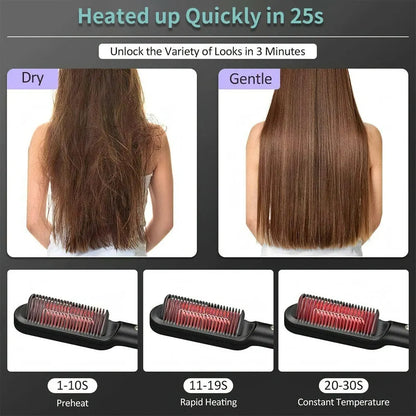 New Hair Straightener Hot Comb Anti-scalding Ceramic Hair Curler Multi-speed Electric Straightening Comb Curling Iron Hairbrush