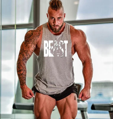 Brand Gym Mens Back Tank Top Vest Muscle Fashion Sleeveless Stringer Clothing Bodybuilding Singlets Fitness Workout Sports Shirt