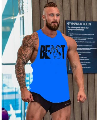 Brand Gym Mens Back Tank Top Vest Muscle Fashion Sleeveless Stringer Clothing Bodybuilding Singlets Fitness Workout Sports Shirt