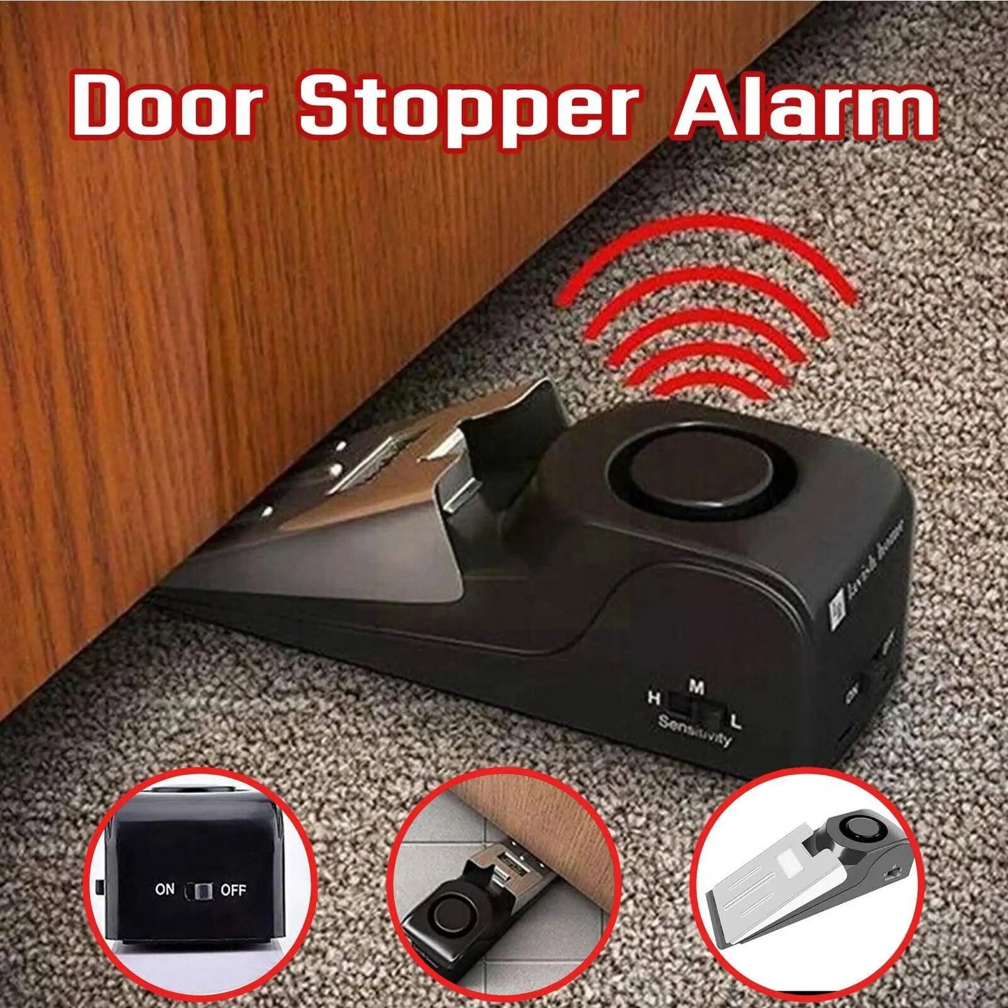 125 DB Anti-theft Burglar Stop System Security Home Stop Shaped Wedge Door Block Stopper Safety Blocking Home Alarm System