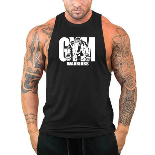 Summer Fitness Tank Tops Mens Bodybuilding Stringer Mesh Quick Dry T-shirts Gym Sport Sleeveless Clothing Workout Muscle Vests