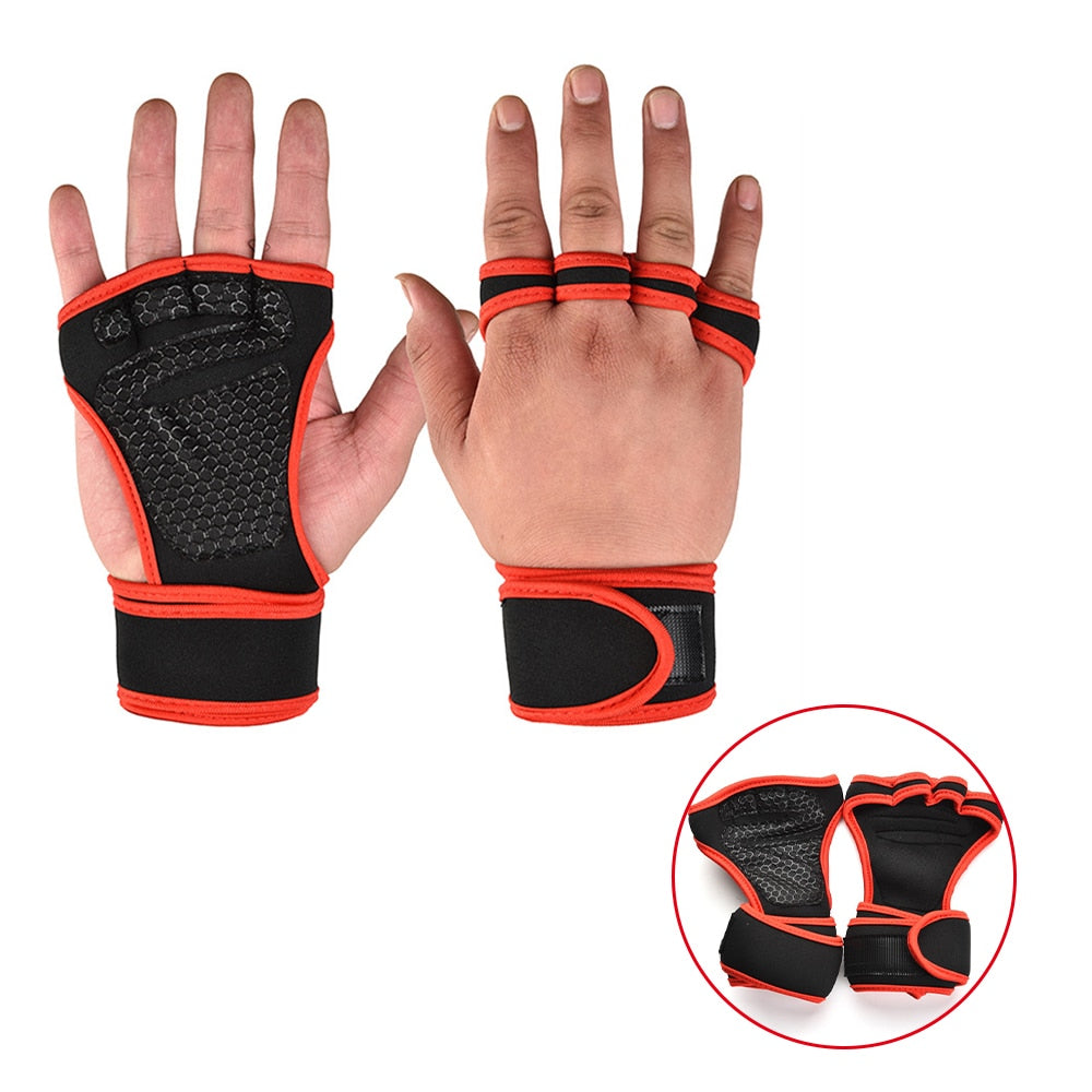 1 Pairs Weightlifting Training Gloves for Men Women Fitness Sports Body Building Gymnastics Gym Hand Wrist Palm Protector Gloves - MJP CUP