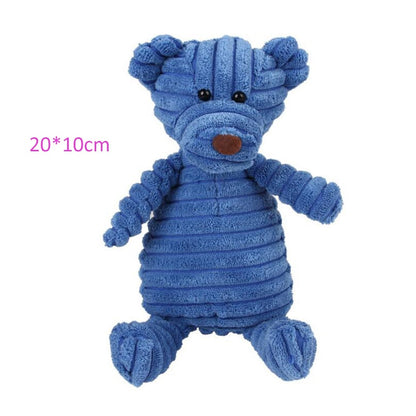 Plush Dog Toy Animals Shape Bite Resistant Squeaky Toys Corduroy Dog Toys for Small Large Dogs Puppy Pets Training Accessories