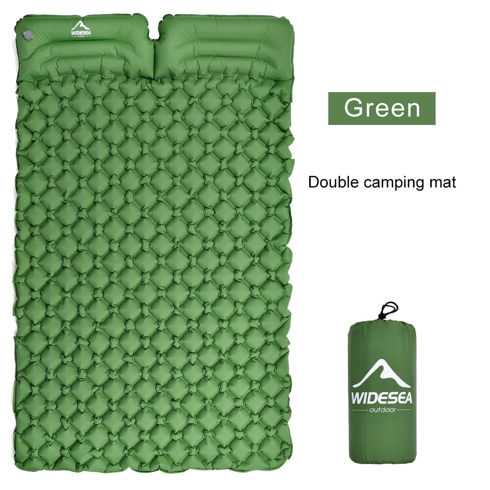 widesea camping Double Inflatable Mattress Outdoor Sleeping Pad Bed Ultralight Folding Travel Air Mat Cushion Moistureproof