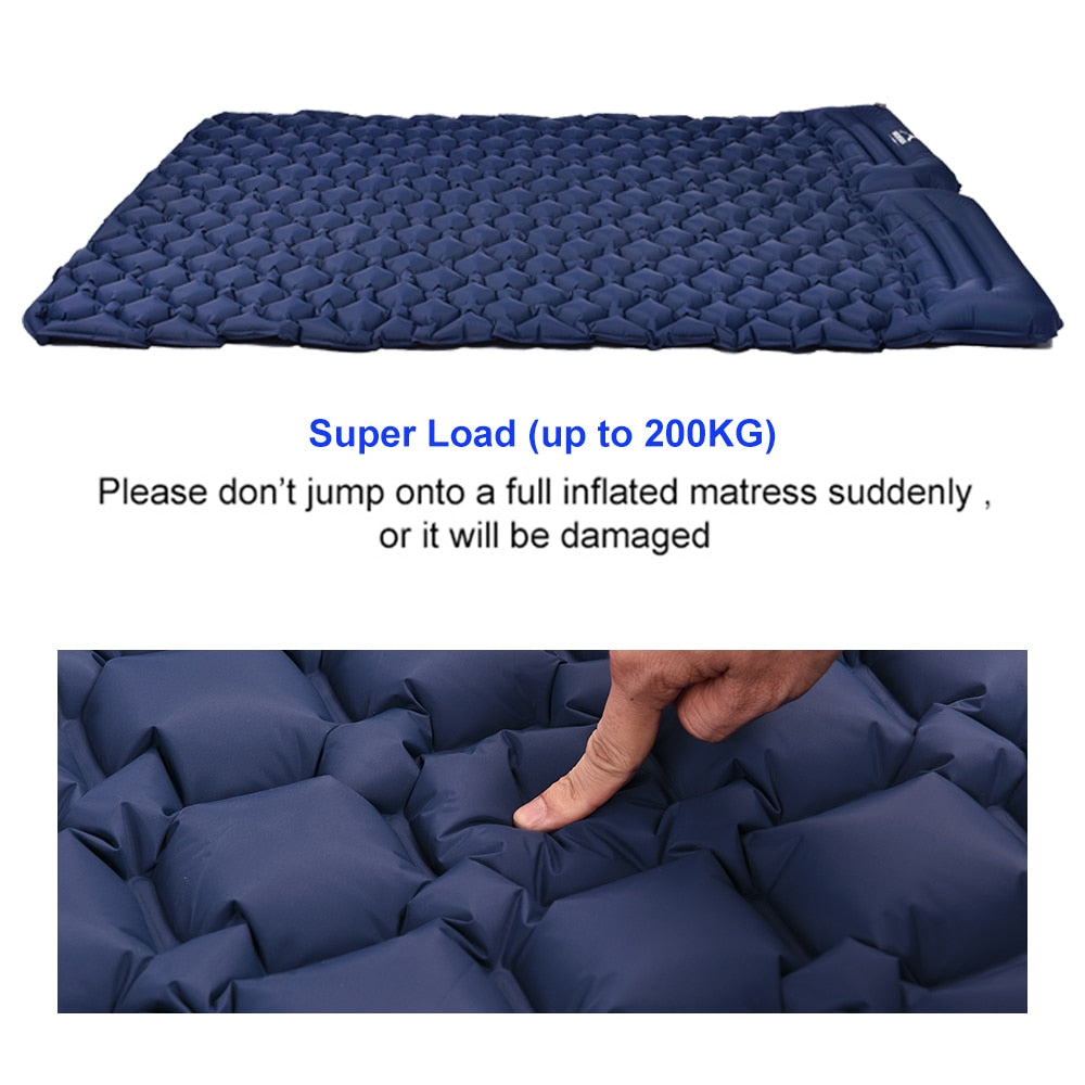 widesea camping Double Inflatable Mattress Outdoor Sleeping Pad Bed Ultralight Folding Travel Air Mat Cushion Moistureproof