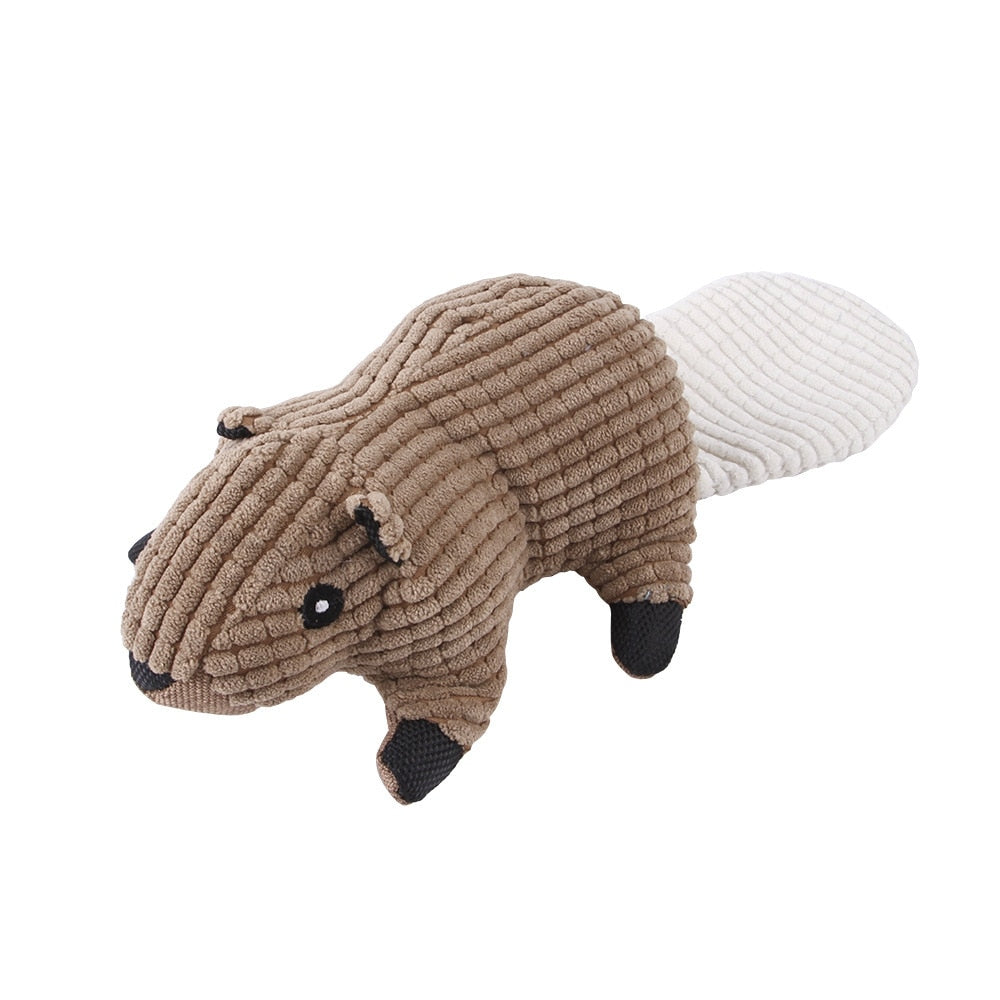 Plush Dog Toy Animals Shape Bite Resistant Squeaky Toys Corduroy Dog Toys for Small Large Dogs Puppy Pets Training Accessories