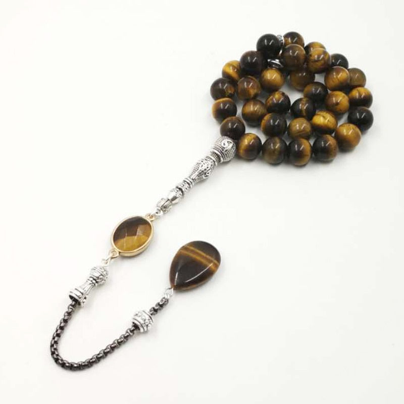 Man Tasbih Natural Tiger eye stone Muslim prayer beads islamic Eid Ramadan Guality Gifts rosary 33 66 99 beads