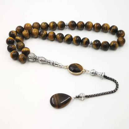 Man Tasbih Natural Tiger eye stone Muslim prayer beads islamic Eid Ramadan Guality Gifts rosary 33 66 99 beads