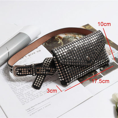 DIINOVIVO Trendy Rivets Waist Pack Luxury Designer Fanny Pack Small Women Waist Bag Phone Pouch Punk Belt Bag Purse