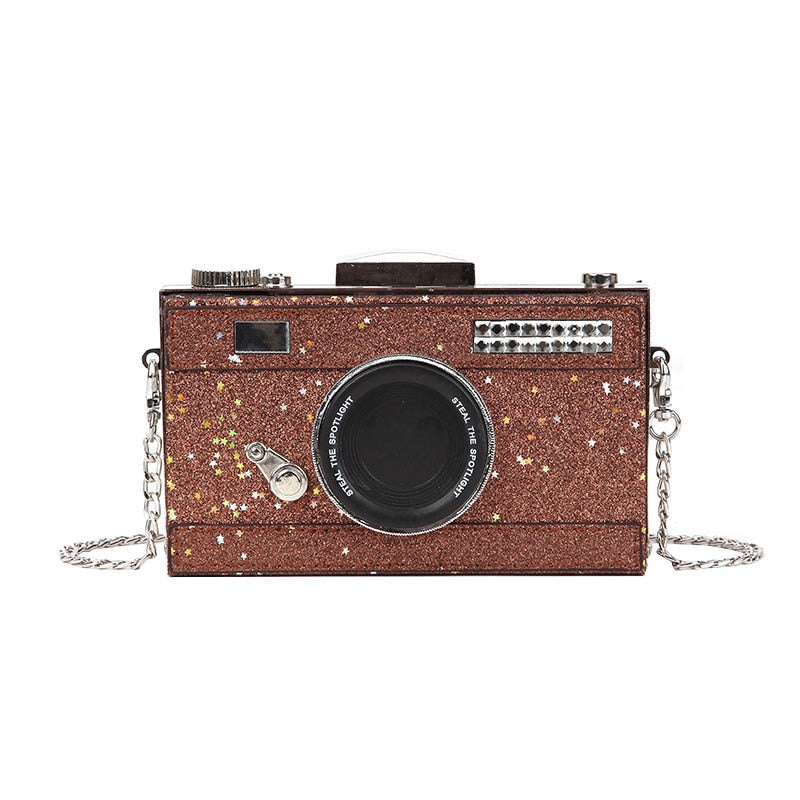 Trendy and Stylist Messenger Bags Sequins Camera Casual PU Leather Clutch Chain Handbag Crossbody Shoulder Bags Bolsas