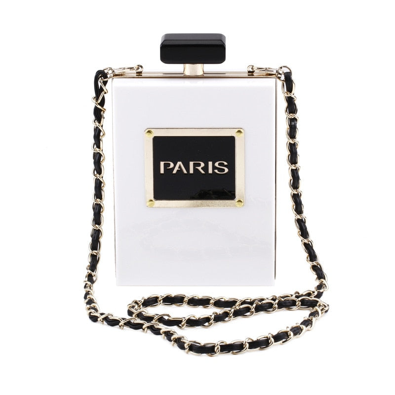 Paris Party Toiletry Wedding Clutch Evening Flags, Transparent Gorgeous Bottle Bag for Women Acrylic Casual