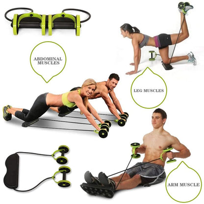 ITSTYLE Multifunction AB Wheels Roller Fitness With Stretch Elastic Abdominal Resistance