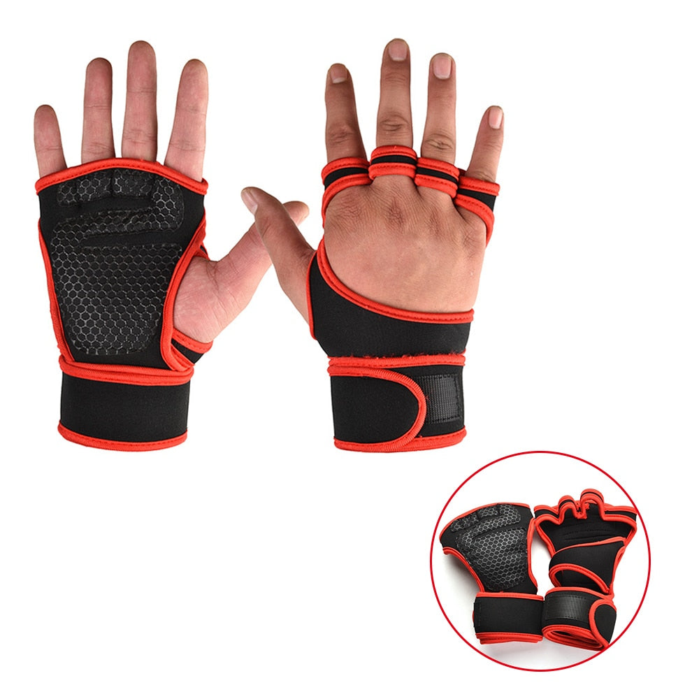 1 Pairs Weightlifting Training Gloves for Men Women Fitness Sports Body Building Gymnastics Gym Hand Wrist Palm Protector Gloves - MJP CUP