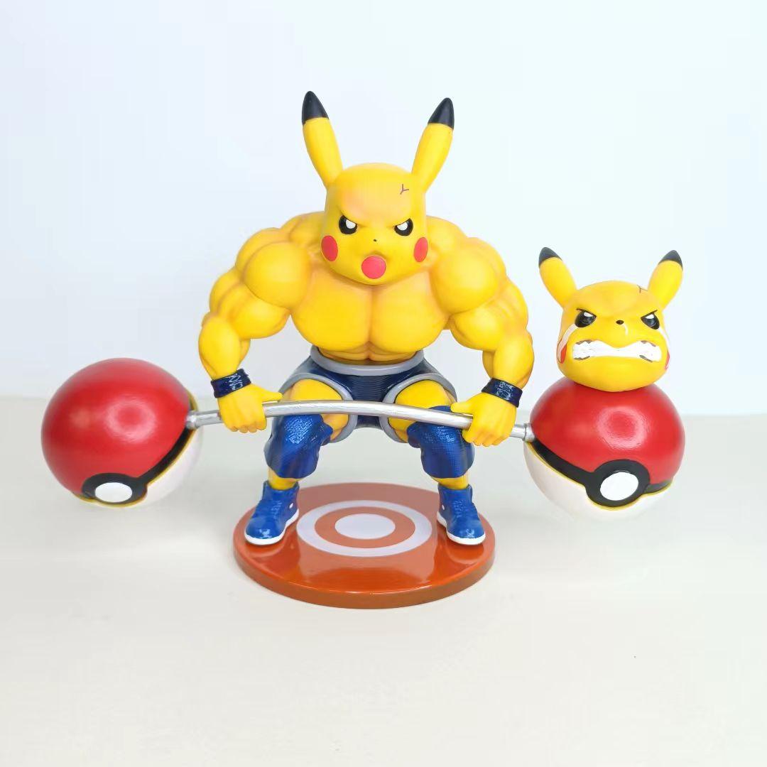 15-17cm Pokemon Muscle Pikachu Gengar weightlifting Charmander  Action Figure Creative Garage Kit Model Toys Gifts for Children - MJP CUP