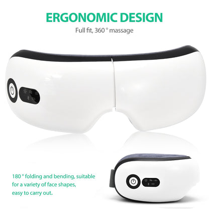 MJP Smart Eye Massager for Restrains Eyes, Migraines and Eye Bags combat with Heat Compression, Rechargeable and Bluetooth input.