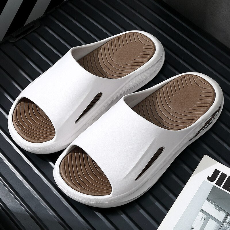 Summer Man Slippers Flip Flops 2022 New Solid Sandals Men Fashion Outside Thick Non-slip Sole Bathroom Casual Beach Home Slipper