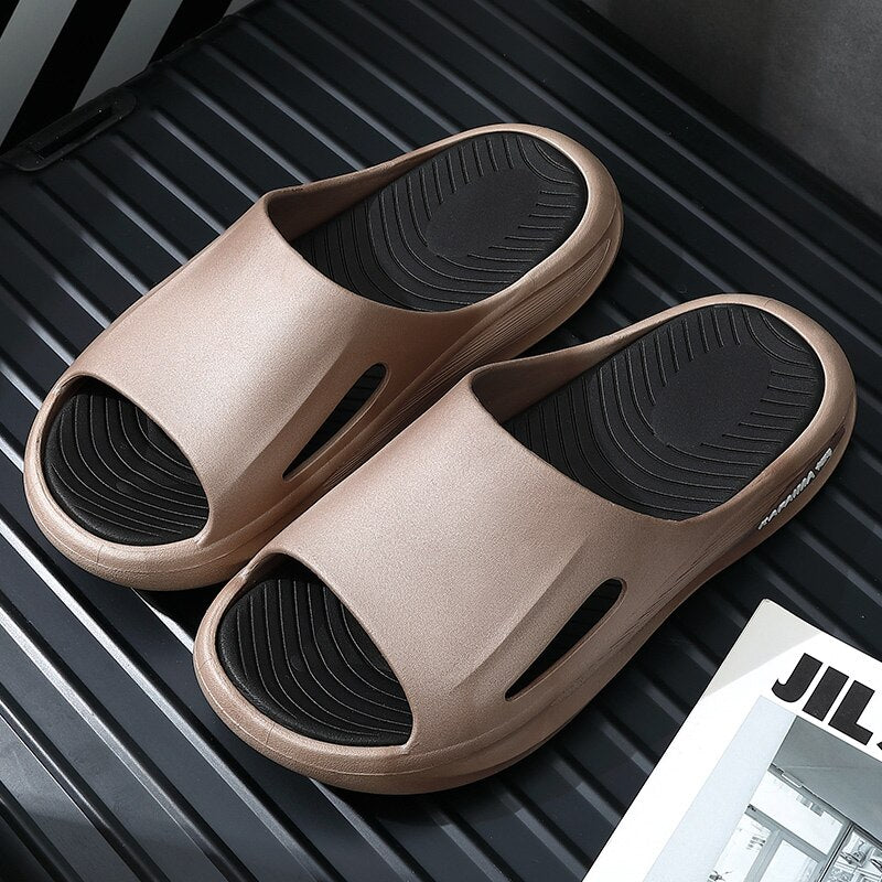 Summer Man Slippers Flip Flops 2022 New Solid Sandals Men Fashion Outside Thick Non-slip Sole Bathroom Casual Beach Home Slipper