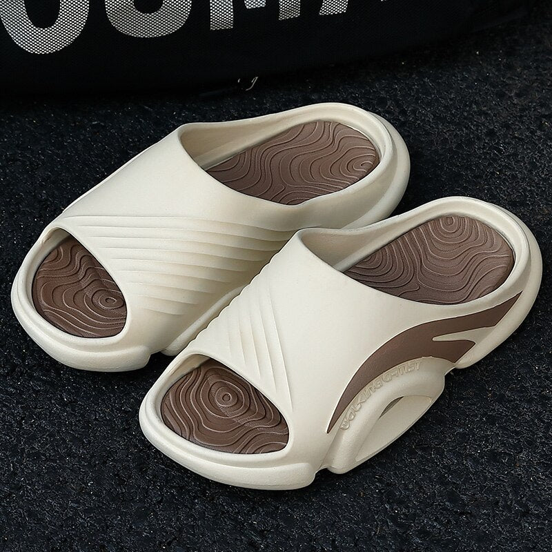 Summer Man Slippers Flip Flops 2022 New Solid Sandals Men Fashion Outside Thick Non-slip Sole Bathroom Casual Beach Home Slipper