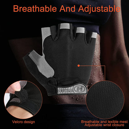 Cycling Gloves Men Women Fingerless Weight Lifting Fitness Gym Gloves Training Non Slip Palm Protect Breathable Bicycle Gloves - MJP CUP