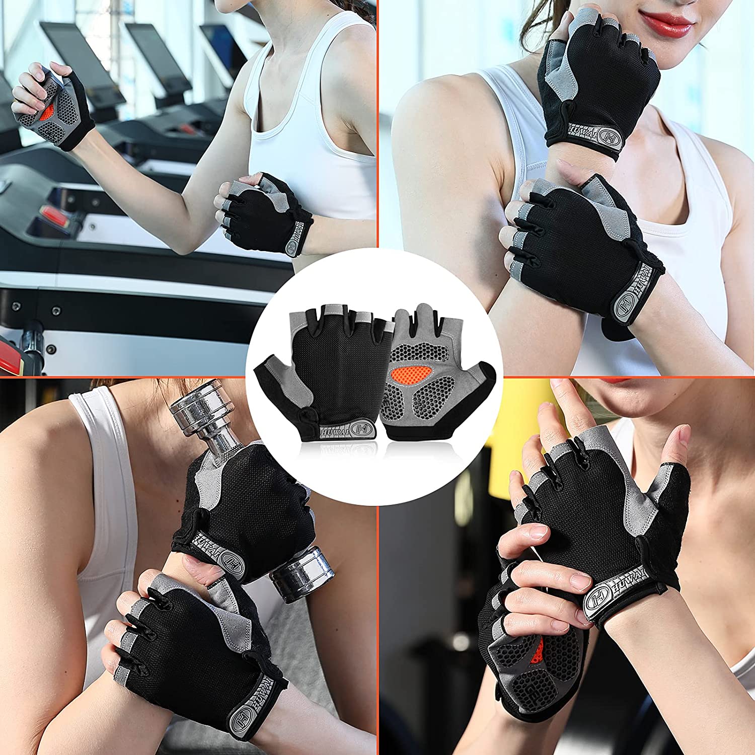 Cycling Gloves Men Women Fingerless Weight Lifting Fitness Gym Gloves Training Non Slip Palm Protect Breathable Bicycle Gloves - MJP CUP