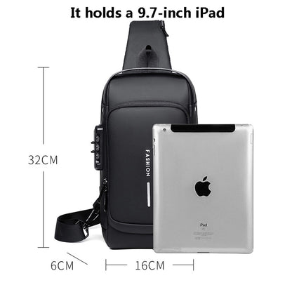 Men's Multifunction Anti-theft USB Shoulder Bag Man Crossbody Cross body Travel Sling Chest Bags Pack Messenger Pack For Male